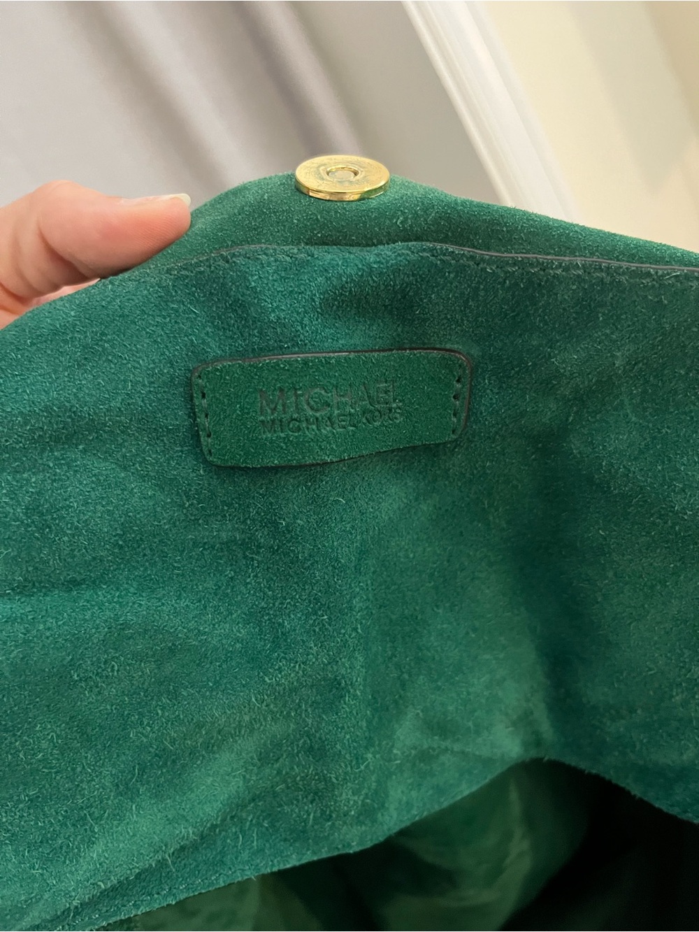 Michael Kors Green Suede Ashbury Tote Bag - Picture 8 of 12